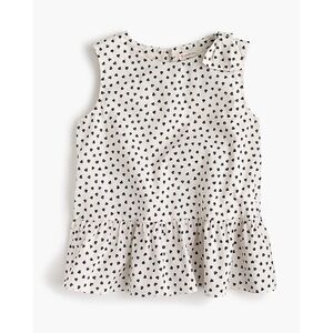 J. Crew Crewcuts Girls' Peplum Sleeveless Top 3T White Black Hearts